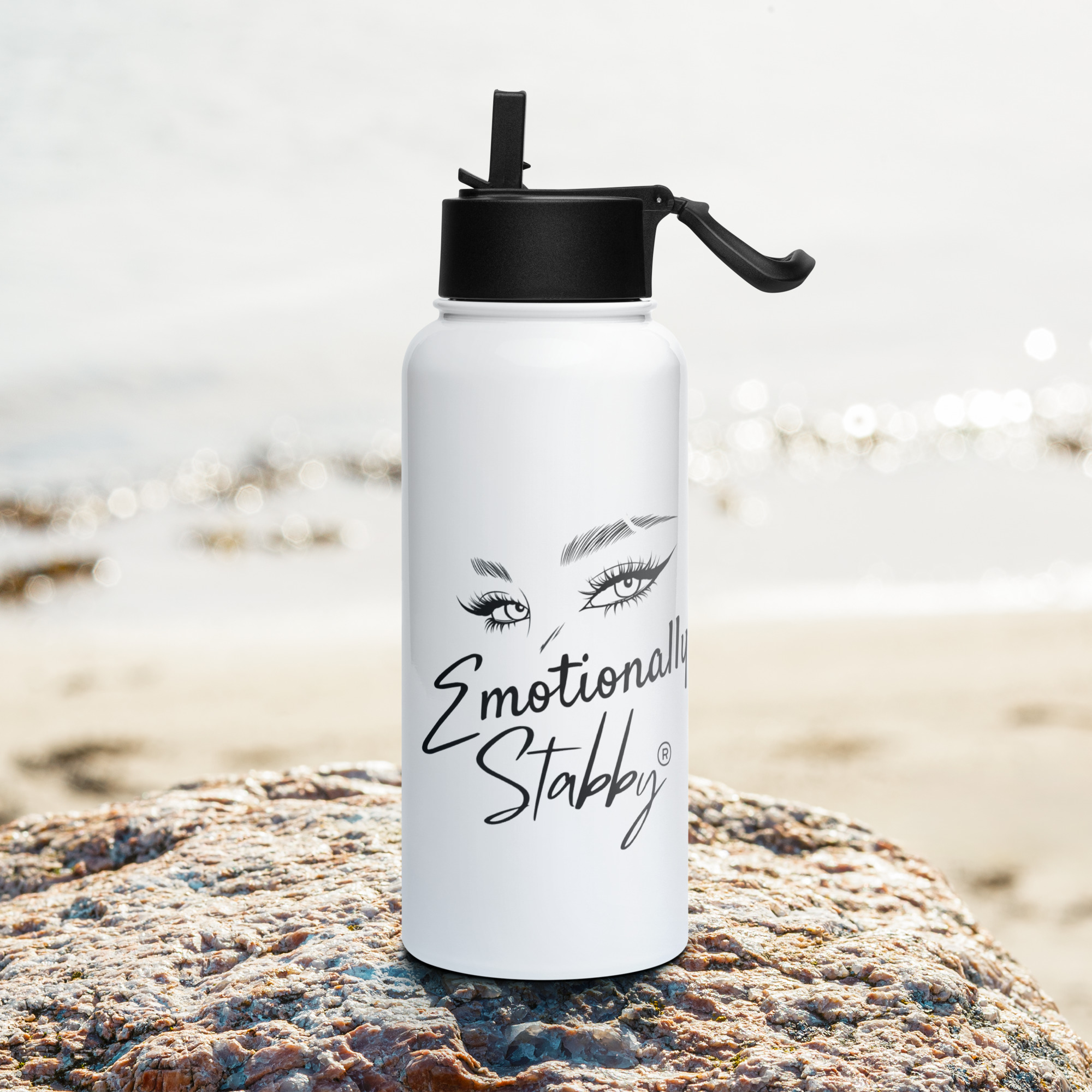 EMOTIONALLY STABBY® Stainless steel water bottle with a straw lid - Image 2