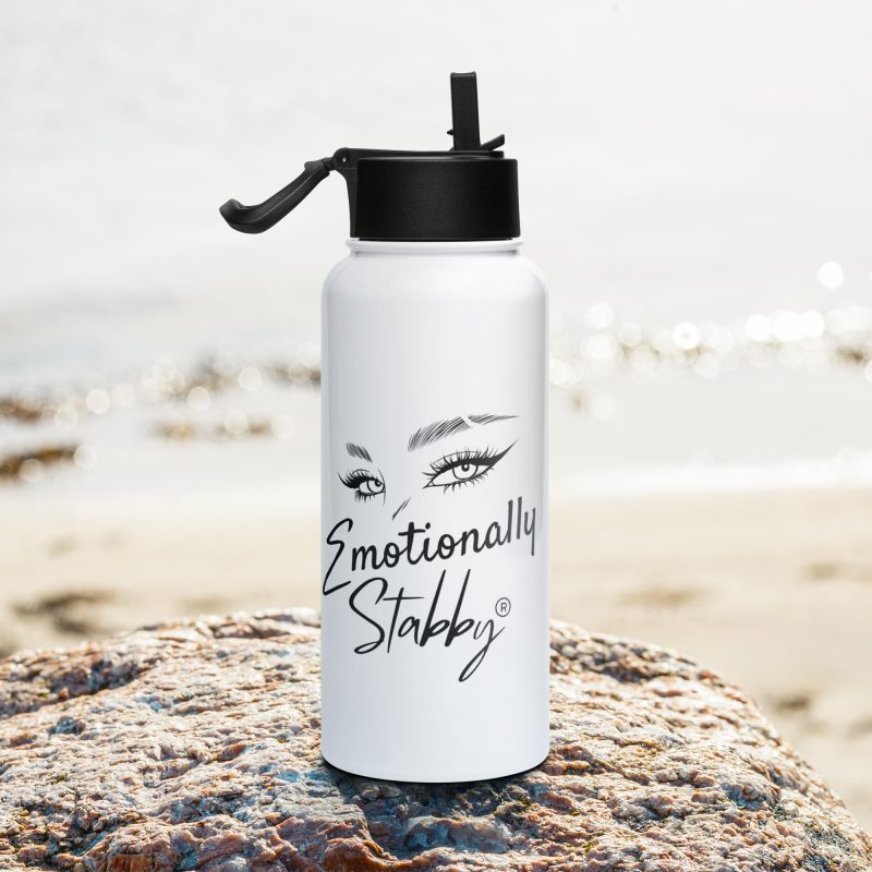 EMOTIONALLY STABBY® Stainless steel water bottle with a straw lid